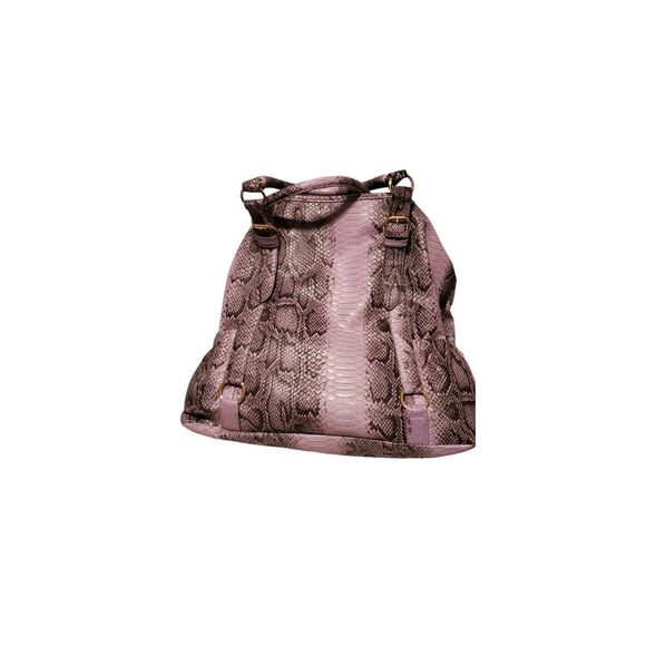New IMAN Global Chic Purple Snake Print Large Shoulder Bag/Purse Carry On - Picture 7 of 9